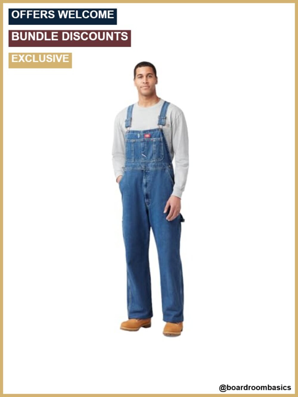 Men's Cotton Denim Bib Overalls Work Utility Hammer Loop Pocket